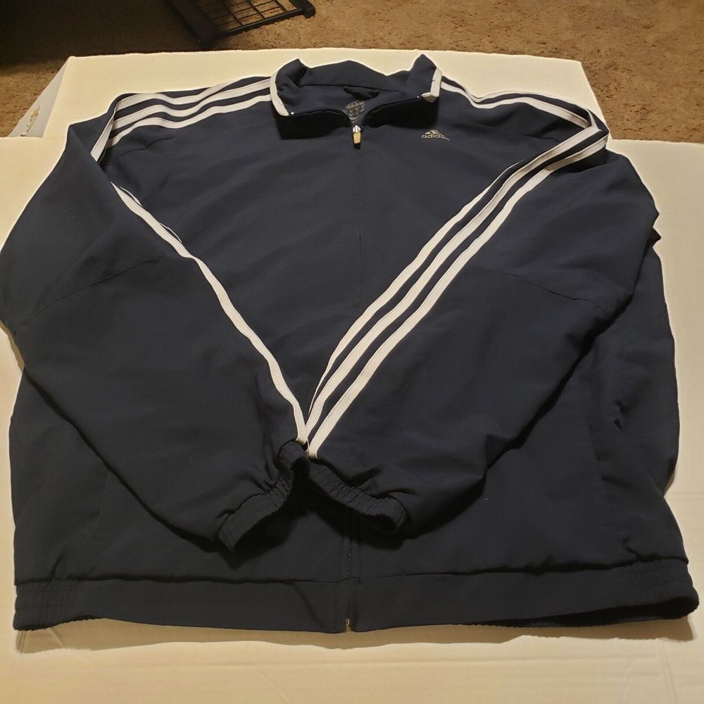 Men's Size XL‎ 2007 Adidas Blue Three Stripe Track Jacket "Run DMC" Style